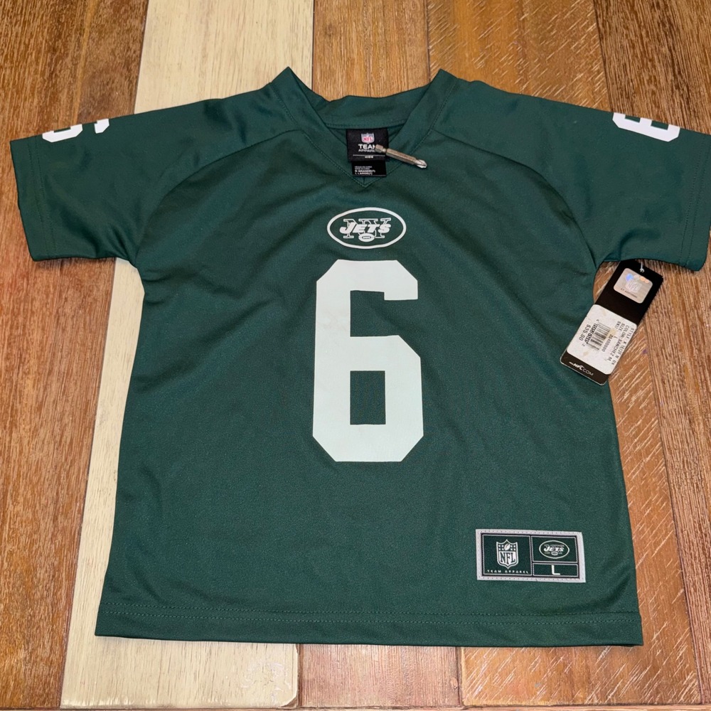 NFL Team Apparel Jets Jersey Kids Large 7 Green New Mark Sanchez #6 Football